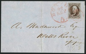 Sale 1115, Lot 2021, 5c 1847 Issue, On-Cover (Scott 1)