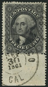 Sale 1115, Lot 2184, 12c-24c 1857-60 Issue (Scott 36-37)