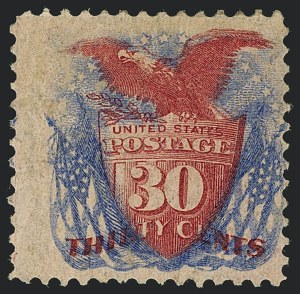 Sale 1118, Lot 109, 30c 1869 Pictorial Issue Grill Varieties (Scott 121)