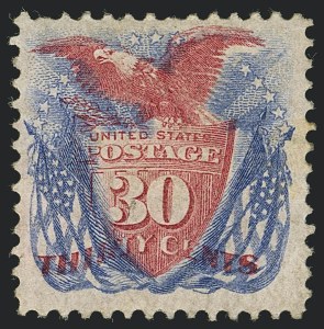 Sale 1118, Lot 112, 30c 1869 Pictorial Issue Grill Varieties (Scott 121)