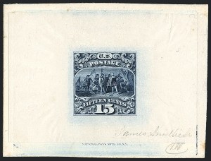 Sale 1118, Lot 2, Post Office Announcement, 15c 1869 Pictorial Essays and Proofs