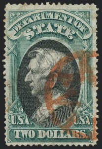 Sale 1118, Lot 240, 1873 State Department Issued Stamps ($2.00-$5.00)