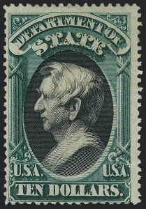 Sale 1118, Lot 247, 1873 State Department Issued Stamps ($10.00)