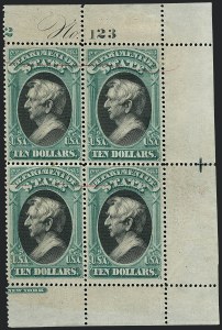Sale 1118, Lot 250, 1873 State Department Issued Stamps ($10.00)