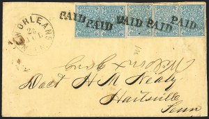 Sale 1129, Lot 506, Confederate States: Postmasters Provisionals, New Orleans thru Unionville
