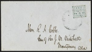 Sale 1129, Lot 520, Confederate States: Postmasters Provisionals, New Orleans thru Unionville