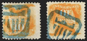 Sale 1133, Lot 198, 10c-12c 1869 Pictorial Issue, off-Cover (Scott 116-117)