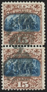 Sale 1133, Lot 236, 15c 1869 Pictorial Issue, off-Cover (Scott 118-119b)