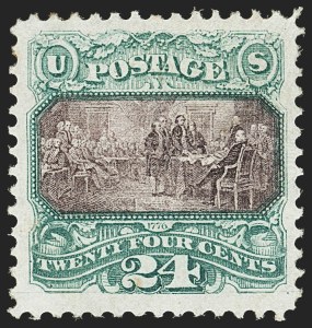Sale 1133, Lot 239, 24c-30c 1869 Pictorial Issue, off-Cover (Scott 120-121)