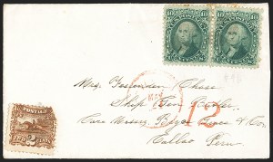 Sale 1133, Lot 297, 1c-3c 1869 Pictorial Issue Covers (Scott 112-114)