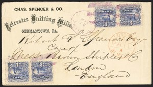 Sale 1133, Lot 305, 1c-3c 1869 Pictorial Issue Covers (Scott 112-114)