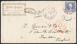 Sale 1133, Lot 311, 6c-15c 1869 Pictorial Issue Covers (Scott 115-119)