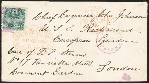 Sale 1133, Lot 314, 6c-15c 1869 Pictorial Issue Covers (Scott 115-119)