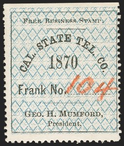 Sale 1133, Lot 607, Telegraph Stamps and Covers