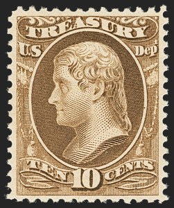 Sale 1135, Lot 579, 1879 American Bank Note Co. Printing on Soft Paper (Scott O94-O125)