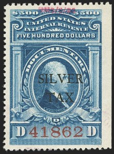 Sale 1140, Lot 1376, Revenues, Silver Tax