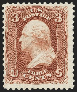 Sale 1140, Lot 462, 1875 Re-Issue of 1861-66 Issue (Scott 102-111), 3c Brown Red, Re-Issue (104) Sale 1140, Lot 462, 1875 Re-Issue of 1861-66 Issue (Scott 102-111)