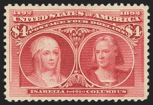 Sale 1140, Lot 628, $1.00-$5.00 1893 Columbian Issue (Scott 241-245), $4.00 Columbian (244) Sale 1140, Lot 628, $1.00-$5.00 1893 Columbian Issue (Scott 241-245)