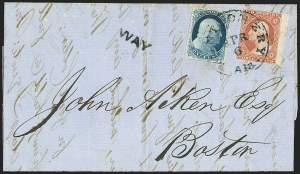 Sale 1144, Lot 198, 1851-56 Postal History: Railroad & Waterway Markings