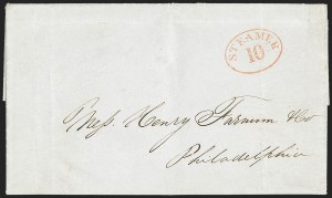 Sale 1144, Lot 204, 1851-56 Postal History: Railroad & Waterway Markings