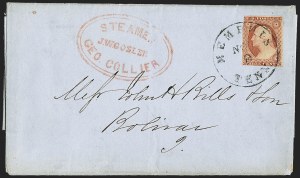 Sale 1144, Lot 210, 1851-56 Postal History: Railroad & Waterway Markings