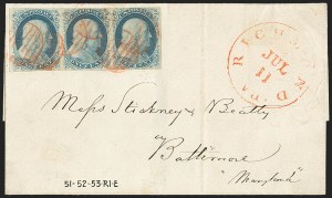 Sale 1144, Lot 35, 1c 1851-56 Issue, Types III-IIIa (Scott 8-8A)