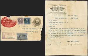 Sale 1147, Lot 8, Klein-Robey Letter Confirming Purchase of Jenny Invert Sheet