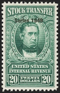 Sale 1149, Lot 374, Green Stock Transfer: 1948-1952 Ovpts.