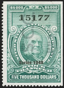 Sale 1149, Lot 379, Green Stock Transfer: 1948-1952 Ovpts.