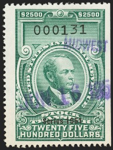 Sale 1149, Lot 387, Green Stock Transfer: 1948-1952 Ovpts.
