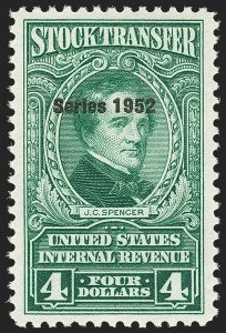 Sale 1149, Lot 391, Green Stock Transfer: 1948-1952 Ovpts.