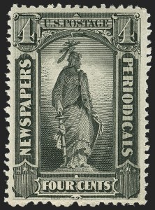Sale 1150, Lot 1272, Newspapers and Periodicals: 1879 thru 1895 Issues, 4c Intense Black, 1894 Issue (PR92) Sale 1150, Lot 1272, Newspapers and Periodicals: 1879 thru 1895 Issues
