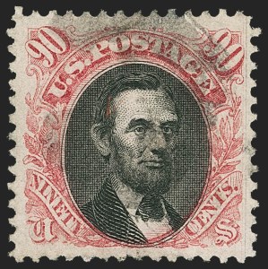 Sale 1150, Lot 738, 30c-90c 1869 Pictorial Issue and 30c Invert (Scott 121-122)