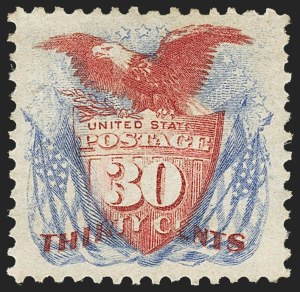 Sale 1150, Lot 756, 1875 Re-Issue of 1869 Pictorial Issue (Scott 123-133a), 30c Ultramarine & Carmine, Re-Issue (131) Sale 1150, Lot 756, 1875 Re-Issue of 1869 Pictorial Issue (Scott 123-133a)