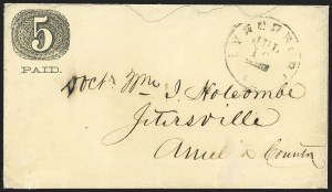 Sale 1155, Lot 3014, Confederate States, Handstamped Paid thru Postmasters Provisionals