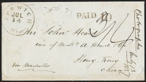 Sale 1155, Lot 3128, China Mails, Outbound, Stampless and Stamped