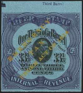 Sale 1164, Lot 648, Beer Stamps - 1918 Provisional Issue
