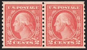 Sale 1166, Lot 1037, 1913-15 Washington-Franklin Issues (Scott 424-461), 2c Red, Ty. II, Coil (454) Sale 1166, Lot 1037, 1913-15 Washington-Franklin Issues (Scott 424-461)