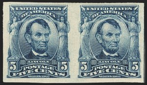 Sale 1166, Lot 925, 1902-08 Issues (Scott 300-320), 5c Blue, Imperforate (315) Sale 1166, Lot 925, 1902-08 Issues (Scott 300-320)