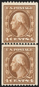 Sale 1166, Lot 950, 1908-10 Washington-Franklin Issues (Scott 331-356), 4c Orange Brown, Coil (350) Sale 1166, Lot 950, 1908-10 Washington-Franklin Issues (Scott 331-356)