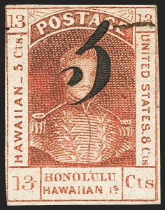 Sale 1172, Lot 1024, 1853-89 Kamehameha III Issues (Scott 5-7)