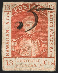 Sale 1172, Lot 1025, 1853-89 Kamehameha III Issues (Scott 5-7)
