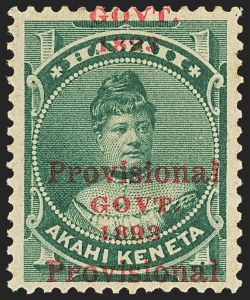 Sale 1172, Lot 1240, 1893 Provisional Government Issue (Scott 53-58)