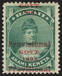 Sale 1172, Lot 1241, 1893 Provisional Government Issue (Scott 53-58)