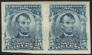 Sale 1172, Lot 622, 1902-08 Issues (Scott 300-320), 5c Blue, Imperforate (315) Sale 1172, Lot 622, 1902-08 Issues (Scott 300-320)