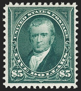 Sale 1179, Lot 2301, 1894-98 Bureau Issues (Scott 246-282), $5.00 Dark Green (278) Sale 1179, Lot 2301, 1894-98 Bureau Issues (Scott 246-282)