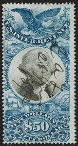Sale 1179, Lot 2697, Revenues: Second and Third Issues, $50.00 Blue & Black, Second Issue (R131) Sale 1179, Lot 2697, Revenues: Second and Third Issues