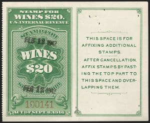 Sale 1179, Lot 2715, Revenues: Wine Stamps, Distilled Spirits