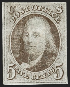 Sale 1197, Lot 1514, 5c 1847 Issue (Scott 1)