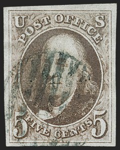 Sale 1197, Lot 1522, 5c 1847 Issue (Scott 1)